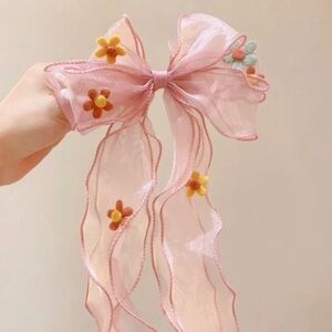 Pink Floral Kids Hair Bow